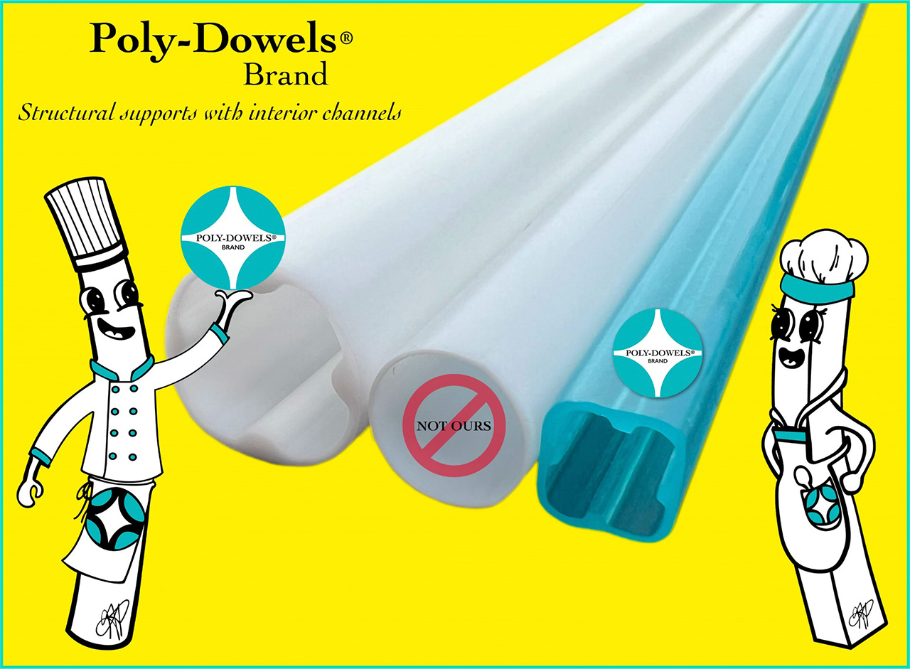 Official Poly-Dowels® Brand internal structural supports vs. competitor brand