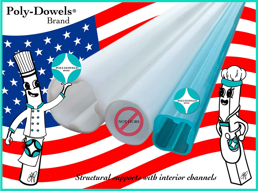 Official Poly-Dowels® Brand internal structural supports vs. competitor brand